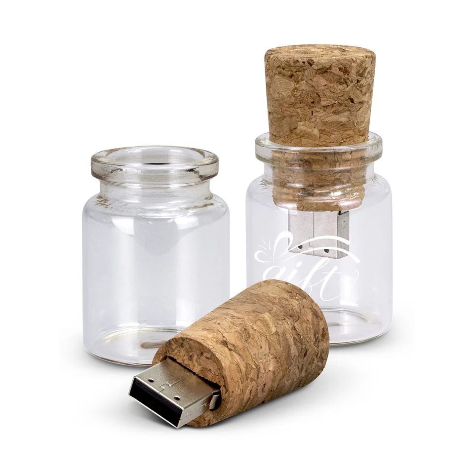 Bottle USB Flash Drive product example; sample decoration may be shown