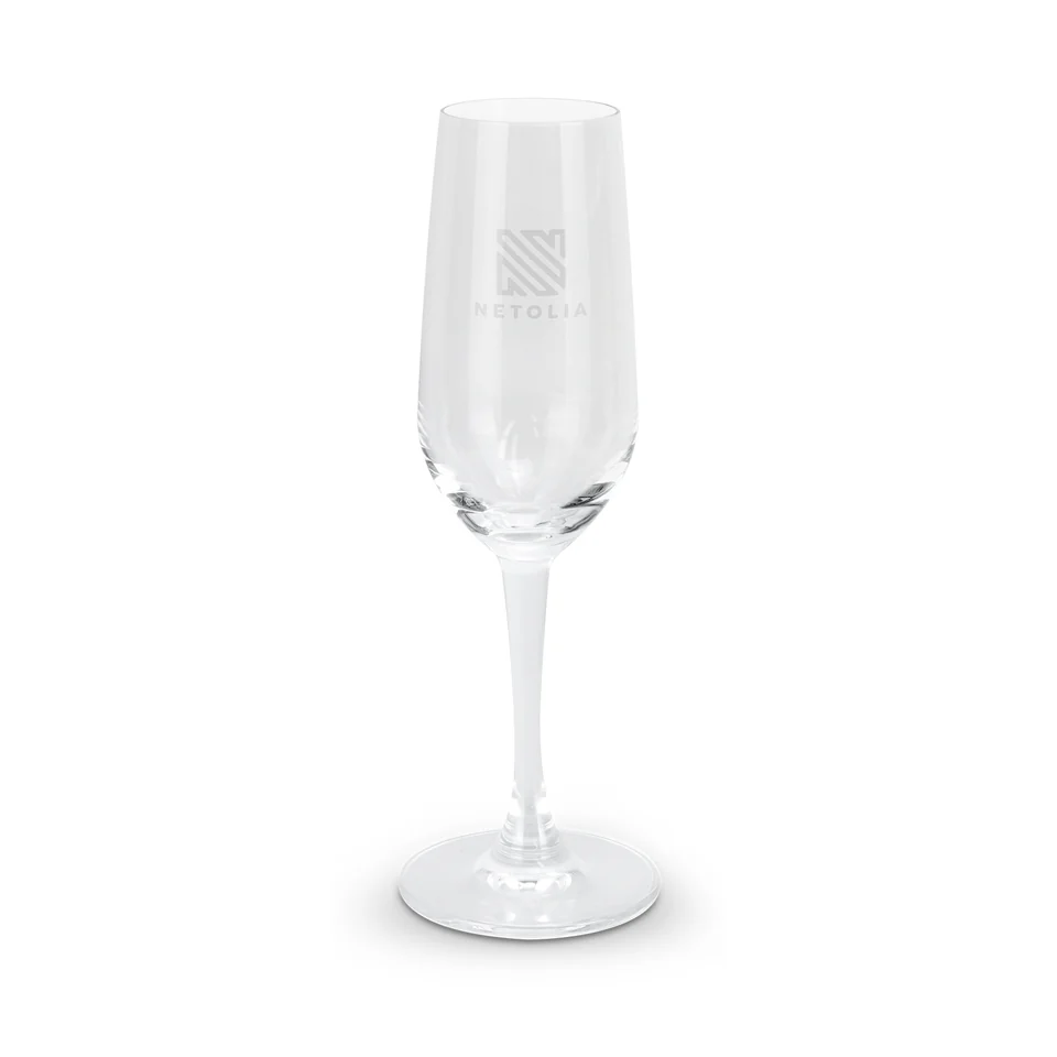 Champagne Flute product example; sample decoration may be shown
