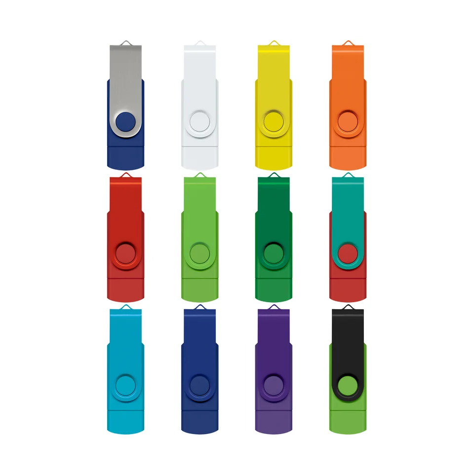 Helix Dual USB Flash Drive product example; sample decoration may be shown