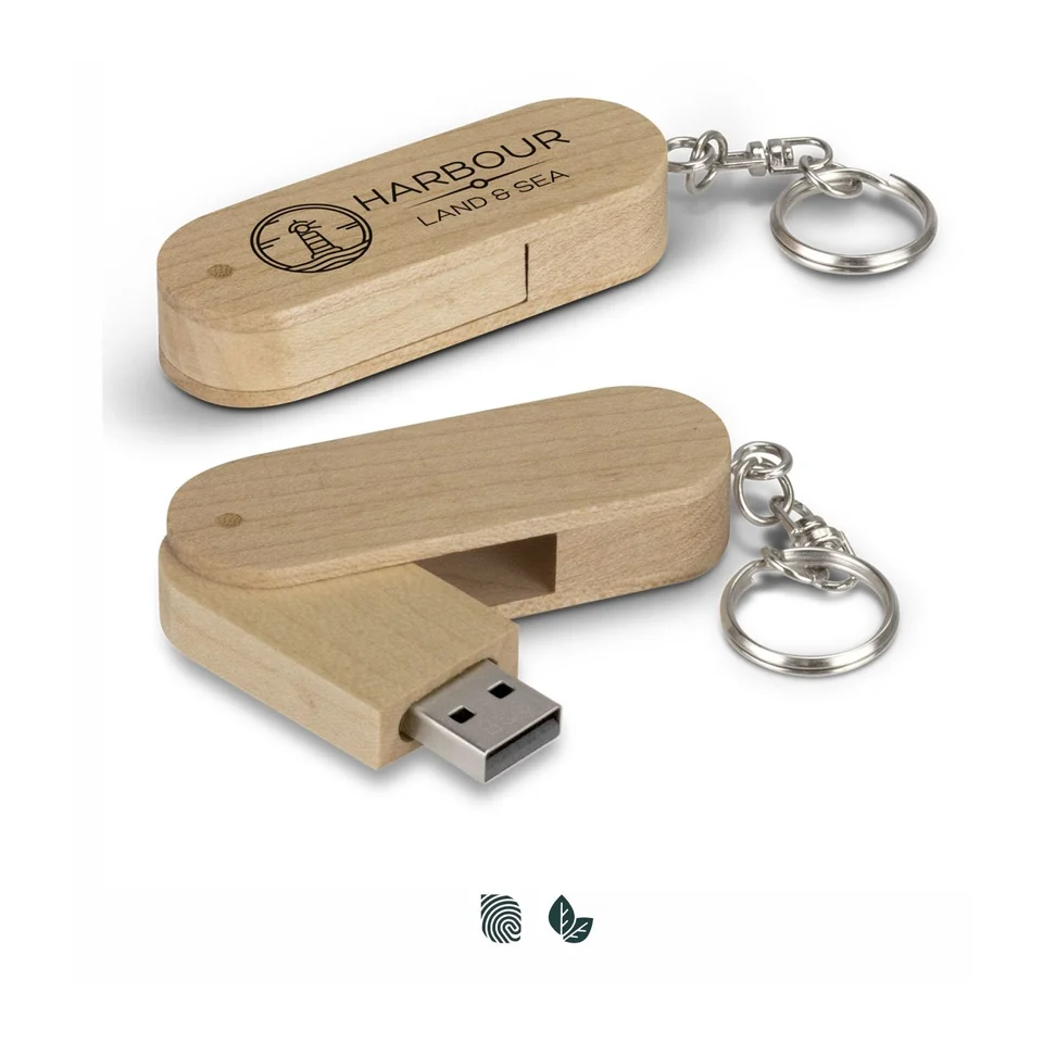 Maple USB Flash Drive product example; sample decoration may be shown