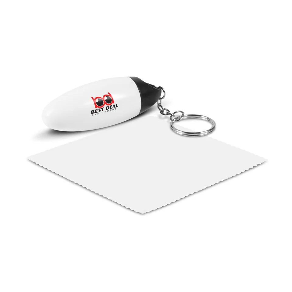 Microfibre Cloth Key Ring product example; sample decoration may be shown