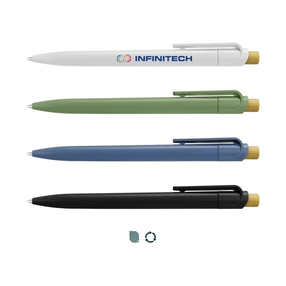 Savannah Recycled Plastic Pen product example; sample decoration may be shown