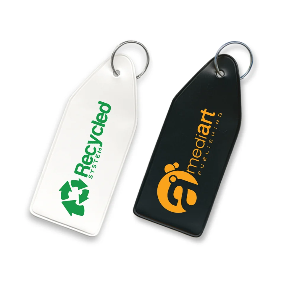Vinyl Key Tag product example; sample decoration may be shown